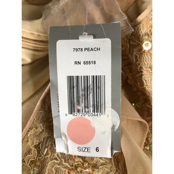 Patra Dress Tiered Beaded Sequin Lace Sleeveless Formal Evening Peach NWT 6 - Picture 7 of 8